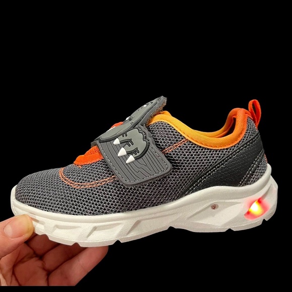 Carters Toddler Boys Dinosaur T-Rex Sneakers Size 7,12 Gray Lighted Slip on Shoe - Picture 12 of 14